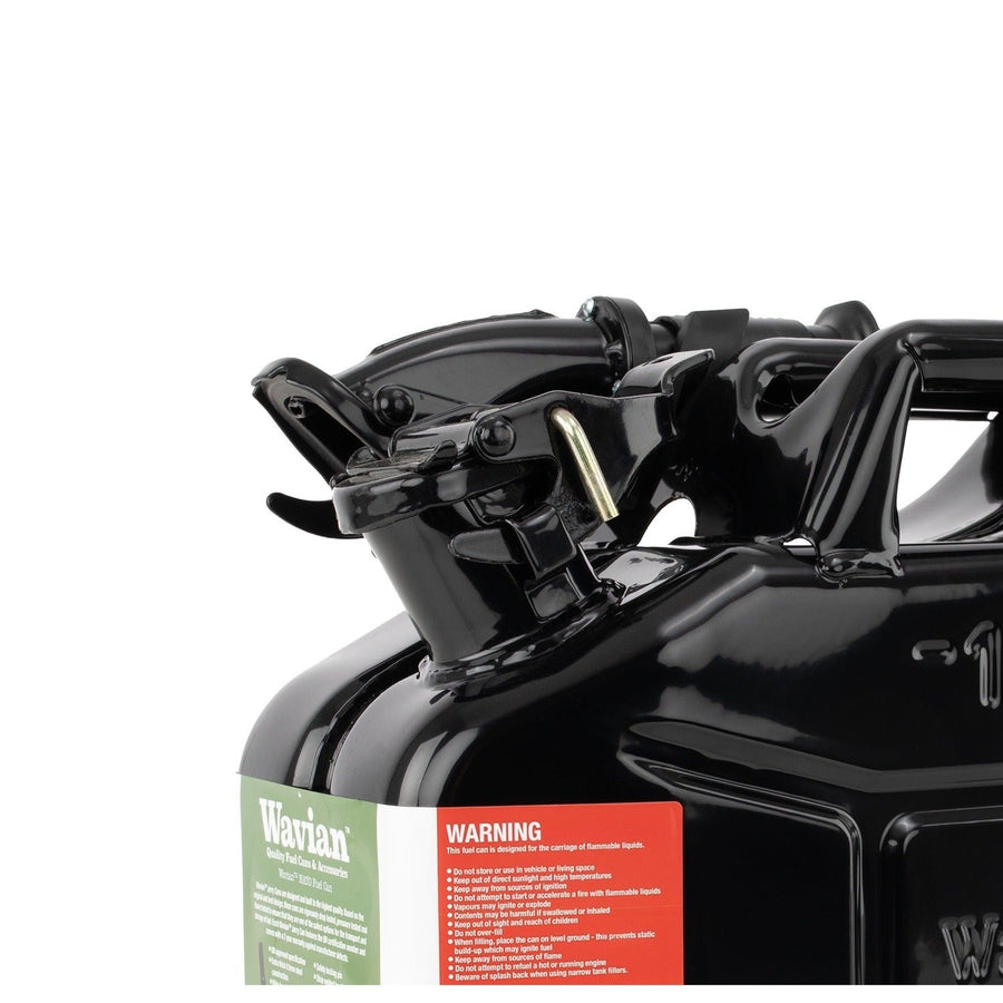Wavian 10L NATO jerry can in Black — cam-lever closure detail
