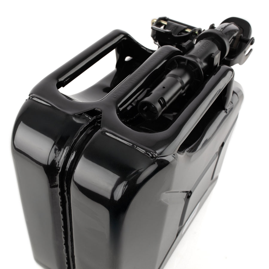 Wavian 10L NATO jerry can in Black — three-handle top detail