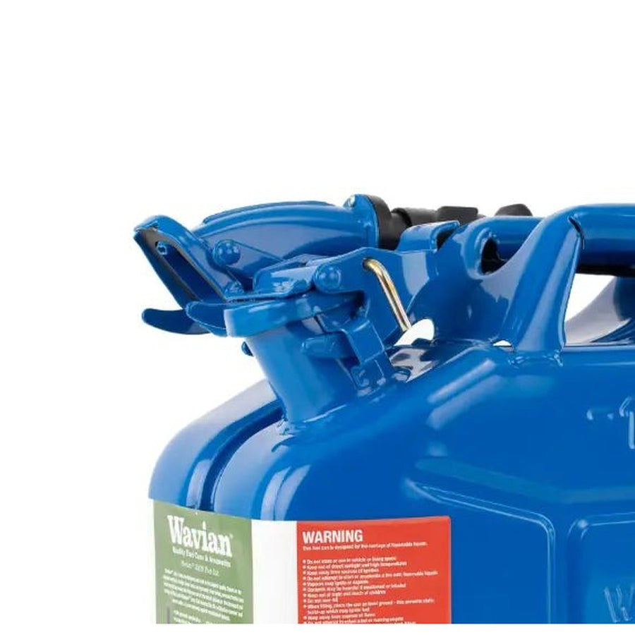 Wavian 10L NATO jerry can in Blue — cam-lever closure detail