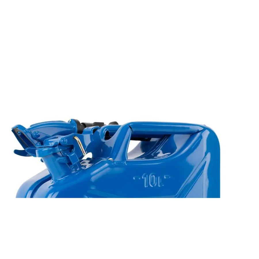 Wavian 10L NATO jerry can in Blue — three-handle top detail