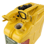 Wavian 10L NATO jerry can in Yellow — spout and cam-lever closure detail