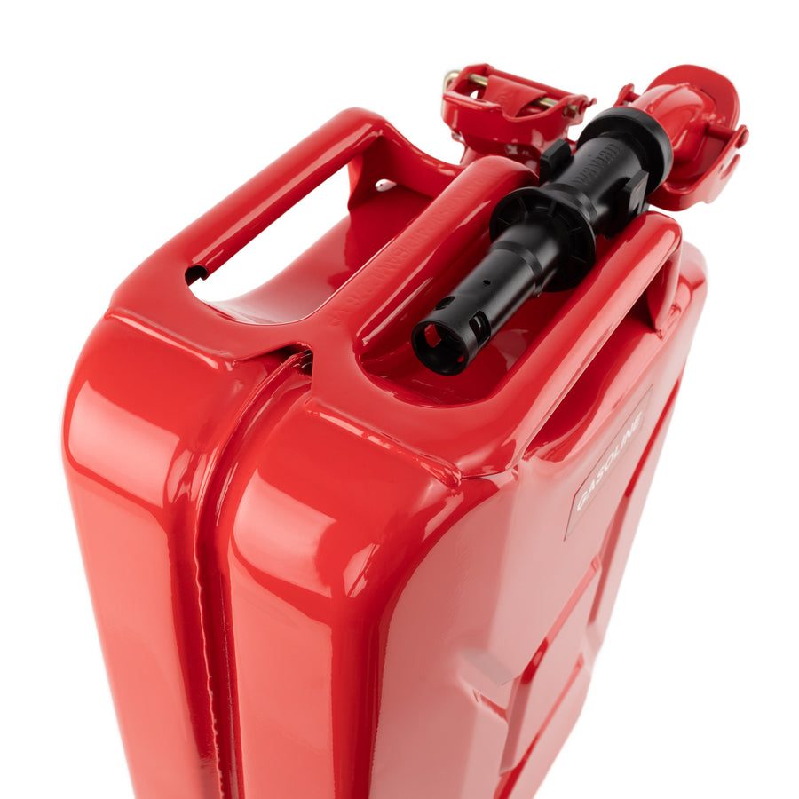 Wavian 20L NATO jerry can in Red — three-handle top detail