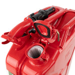Wavian 20L NATO jerry can in Red — spout and cam-lever closure detail